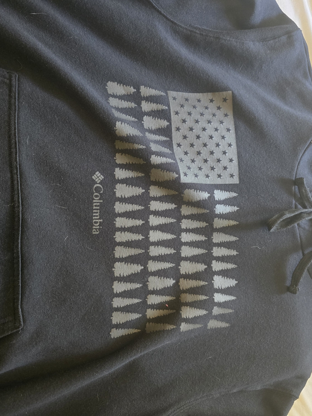 Columbia Black Hoodie with Forest Flag Graphic